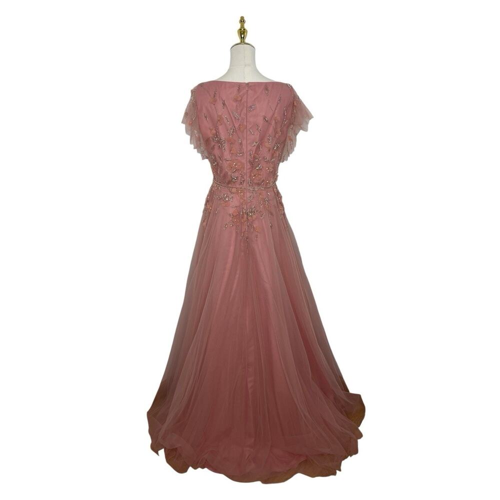 Mac Duggal 11224 Embellished Tulle Salmon Cap Sleeve Gown Size 10 $698 - Picture 7 of 7